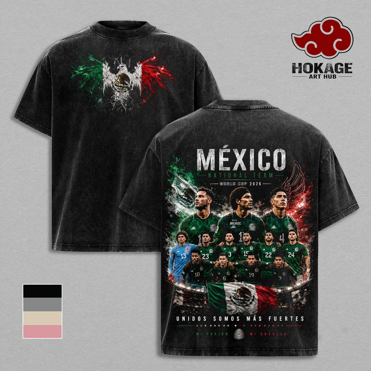 Mexico World Football Tour 2026 Team Lineup Vintage Washed Tee