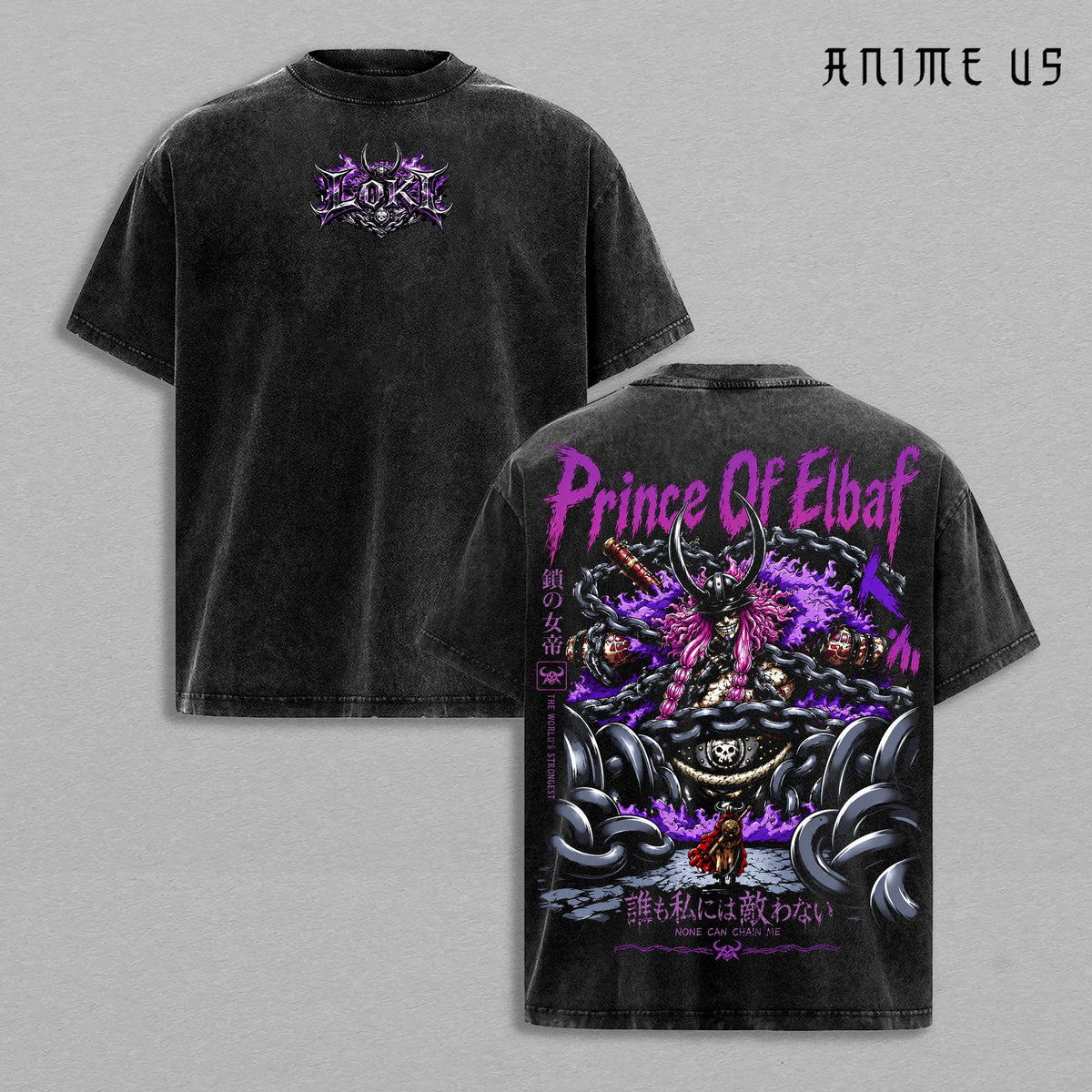 Loki Prince of Elbaf One Piece None Can Chain Me Anime Vintage Washed Tee