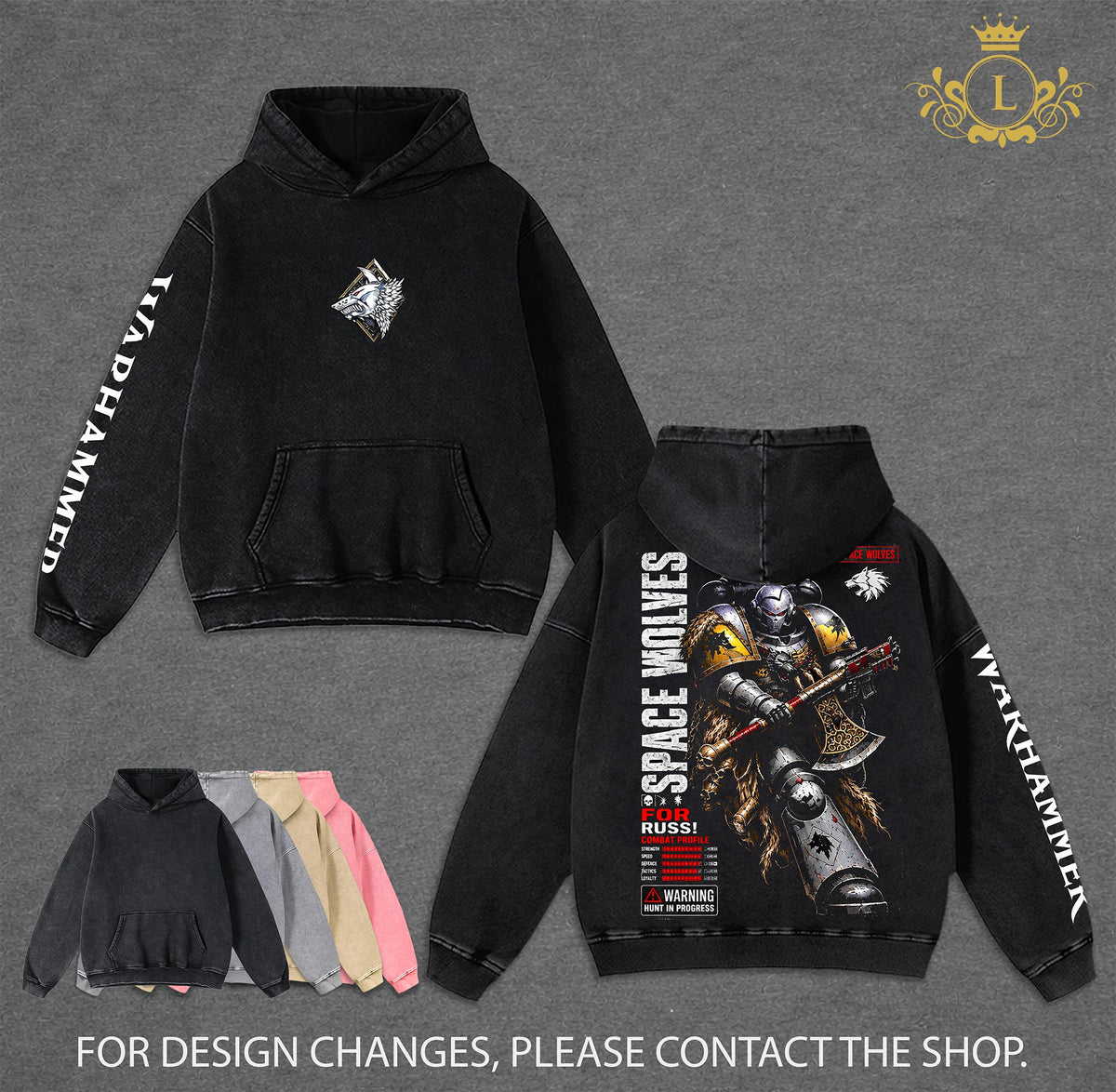 Space Wolves Warhammer 40K Dawn of War IV Vintage Washed Hoodie