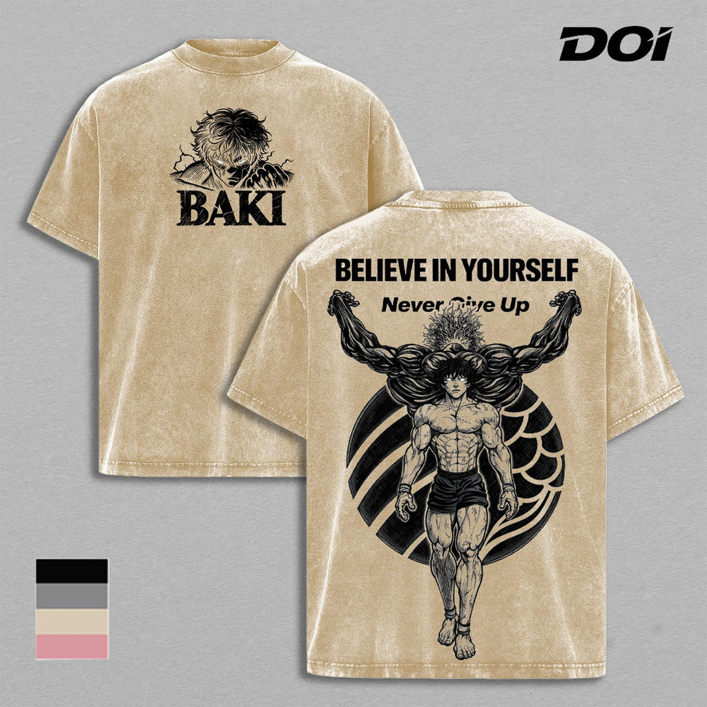 Baki Hanma Believe in Yourself Anime Vintage Washed Tee