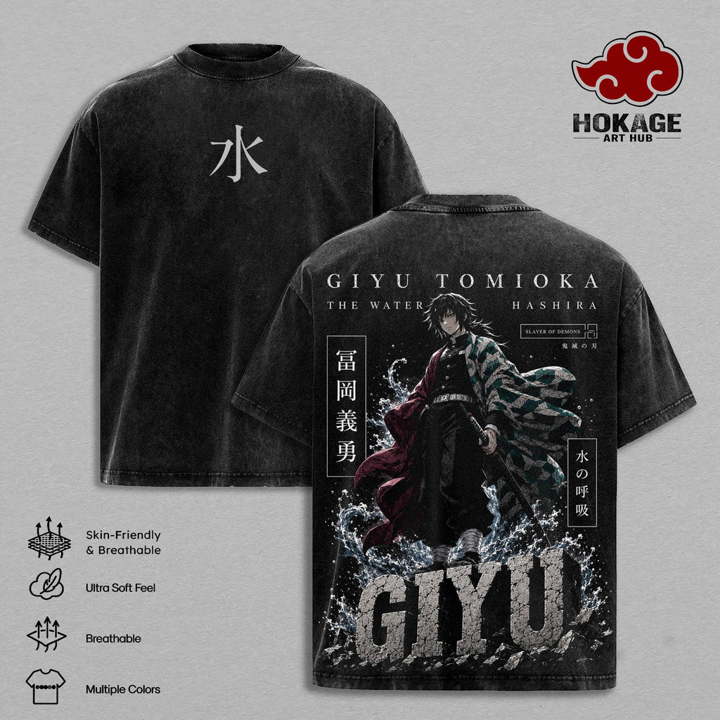 Giyu Tomioka Demon Slayer Anime Vintage Washed Tee
