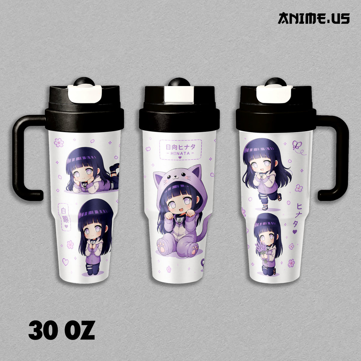 Hinata Hyuga Chibi Byakugan Naruto Anime Tumbler 17oz 24oz 30oz