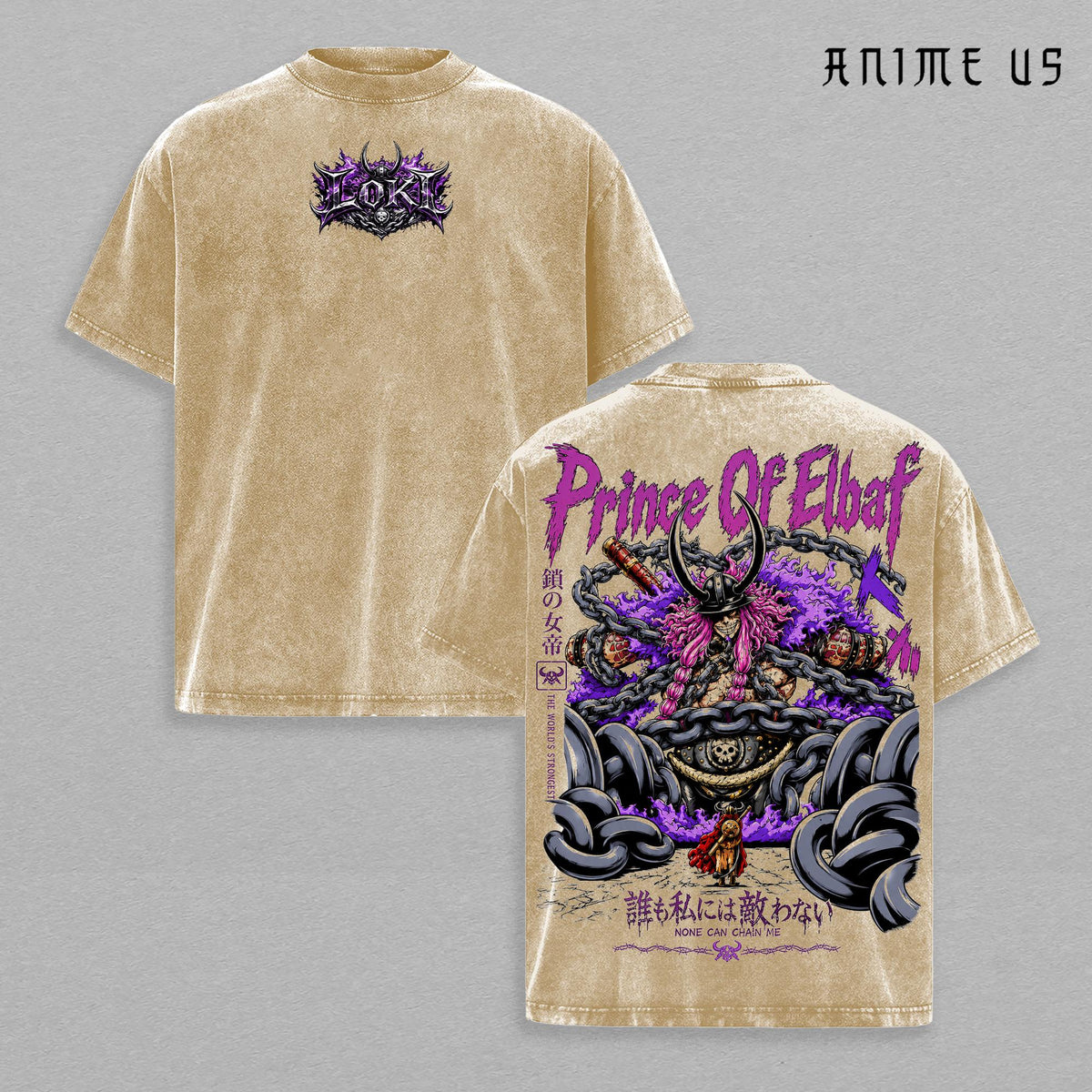 Loki Prince of Elbaf One Piece None Can Chain Me Anime Vintage Washed Tee