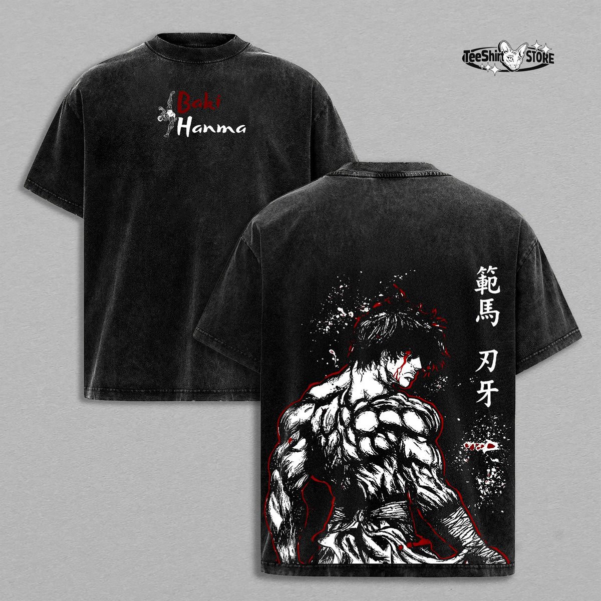 Baki Hanma “Baki the Grappler” T-Shirt & Hoodie – Vintage Washed Oversized Anime Manga Graphic, Double Printed Heavyweight Cotton Unisex Streetwear