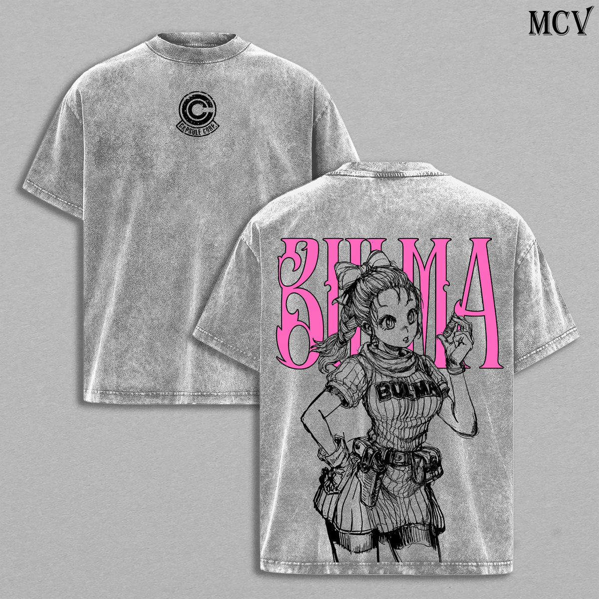 Bulma DBZ Tee Washed – Anime Manga Blue Hair Genius Graphic Double Printed T-Shirt, Menswear Heavy Cotton Unisex Oversize Streetwear Vintage