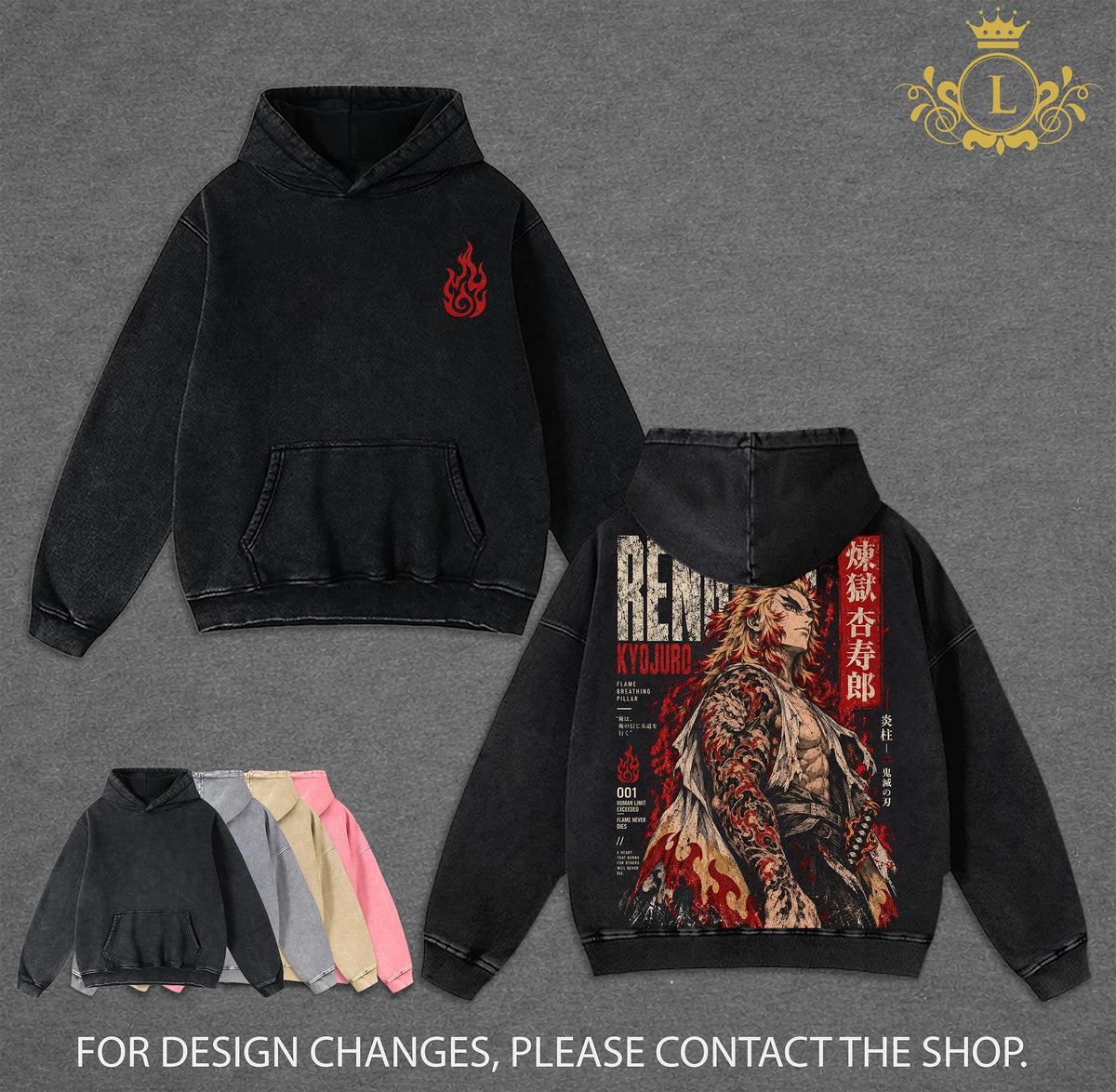 Limited Kyojuro Rengoku Demon Slayer Anime Vintage Washed Tee