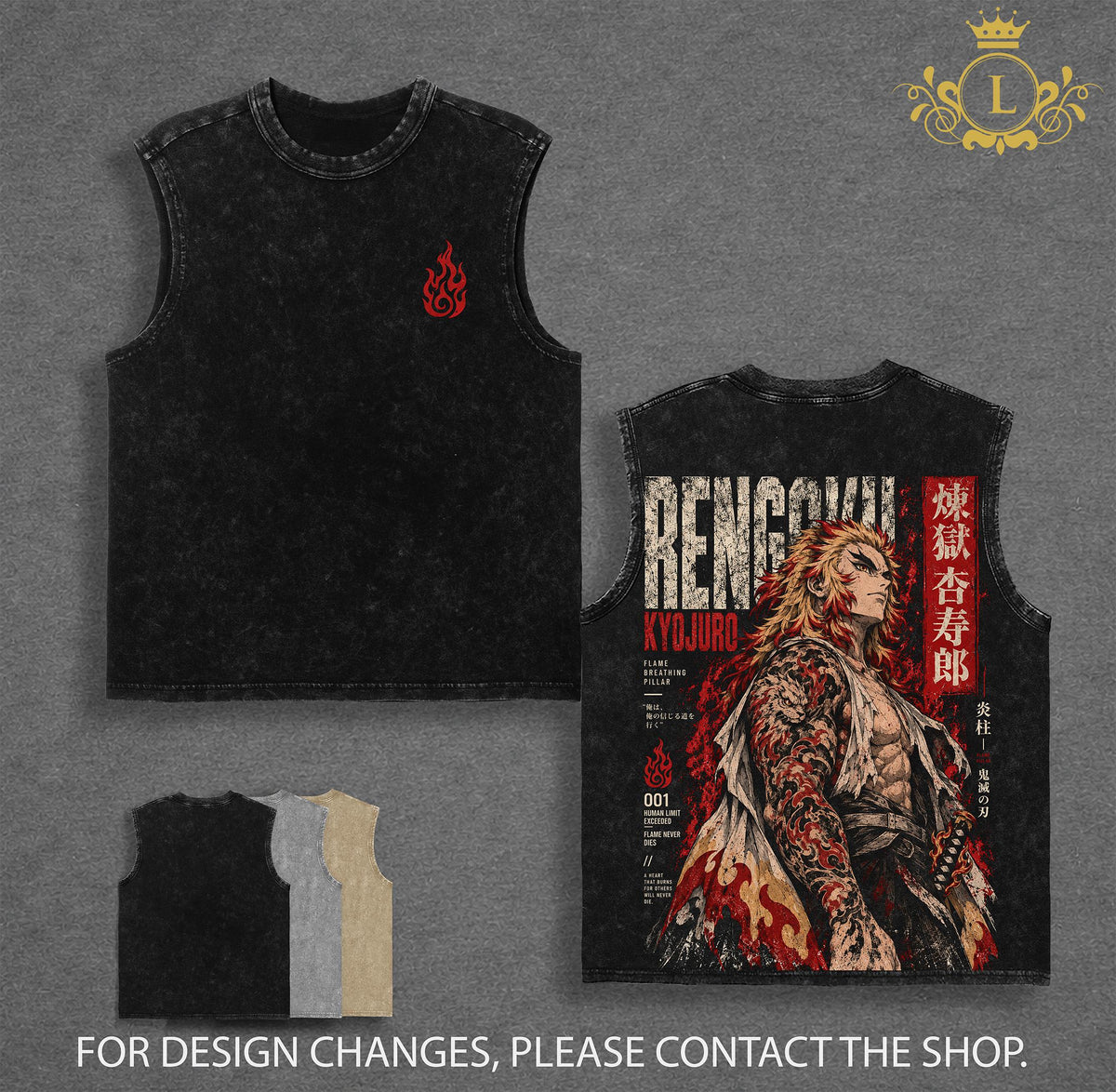 Limited Kyojuro Rengoku Demon Slayer Anime Vintage Washed Tee