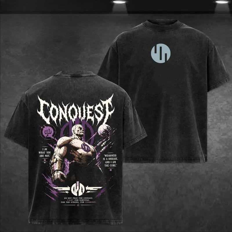 Anime Invincible Conquest‌ Printed Tee Men Women Washed Cotton T-shirts