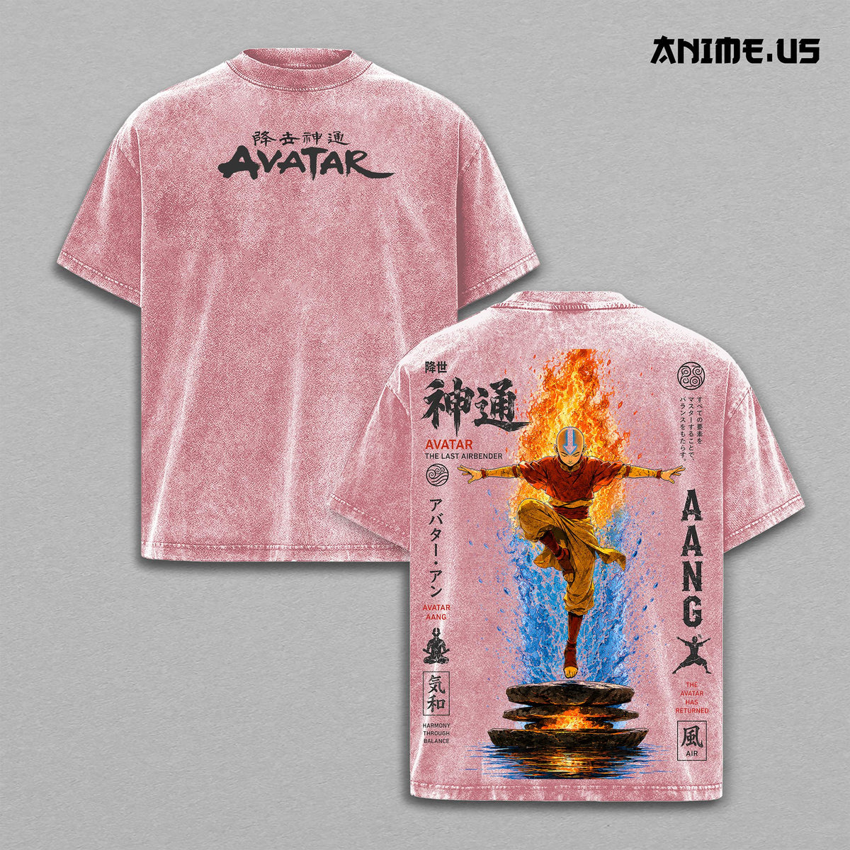 Avatar Aang The Last Airbender Avatar State Anime Vintage Washed Tee
