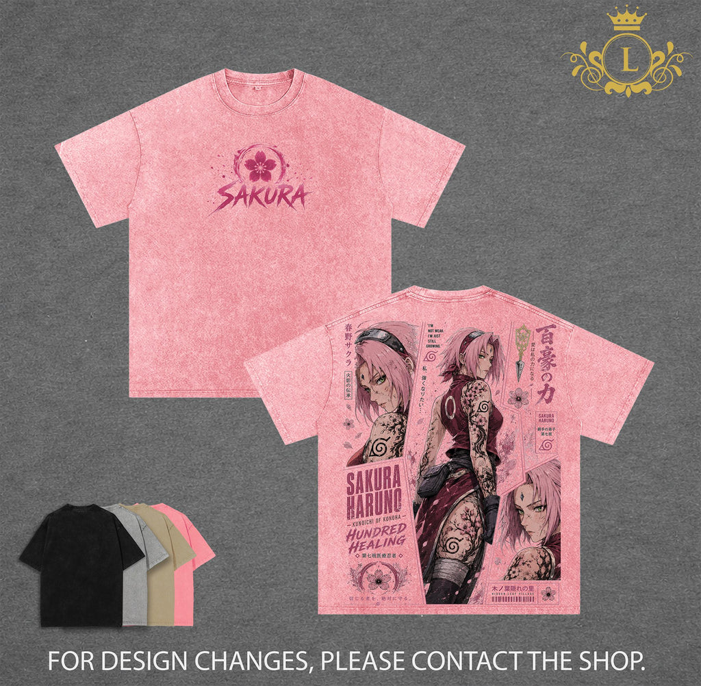 Sakura Haruno Naruto Anime Vintage Washed Tee