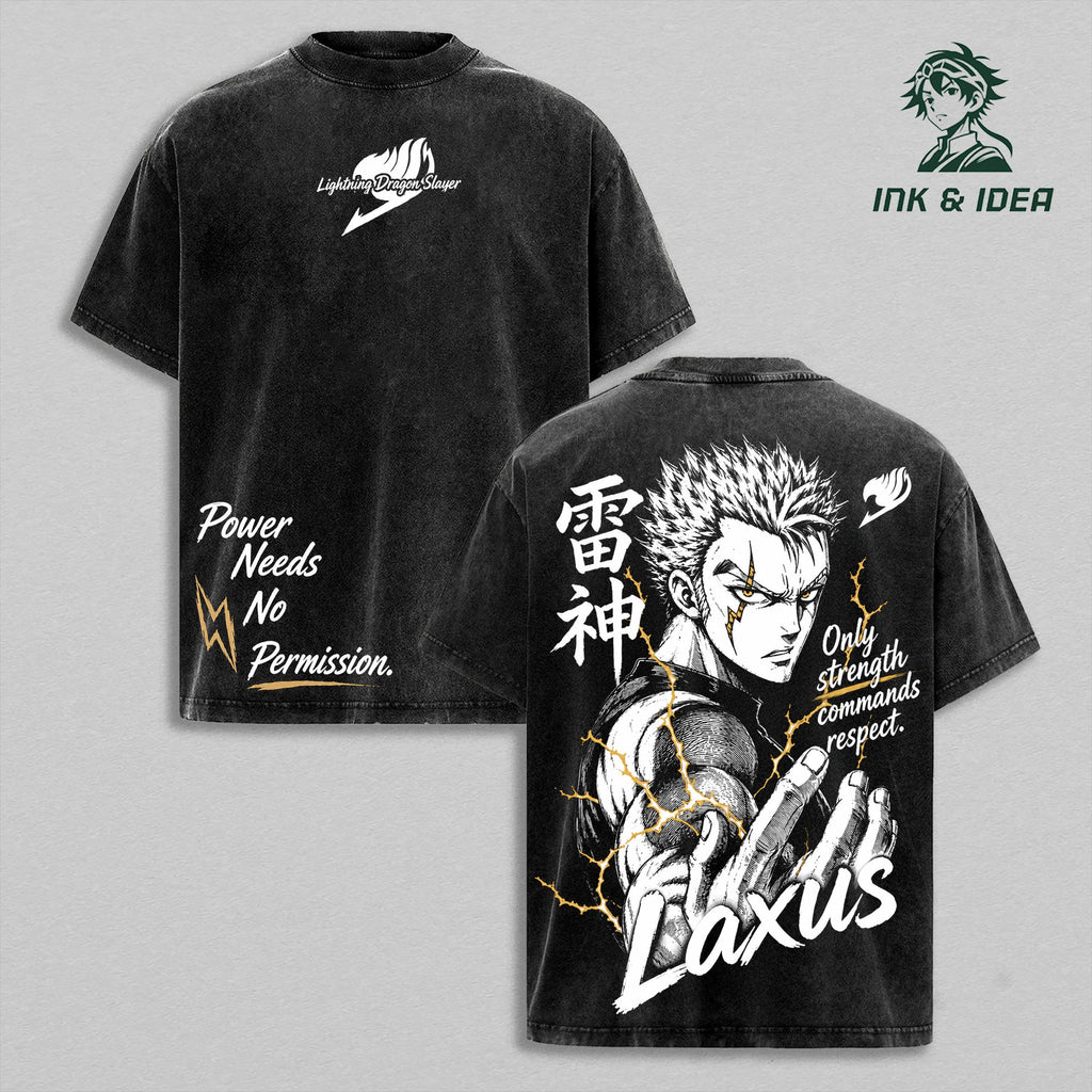 Laxus Dreyar Lightning Dragon Slayer Fairy Tail Anime Vintage Washed Tee