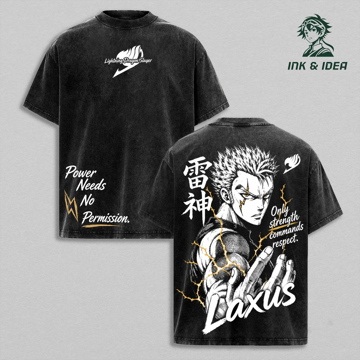 Laxus Dreyar Lightning Dragon Slayer Fairy Tail Anime Vintage Washed Tee
