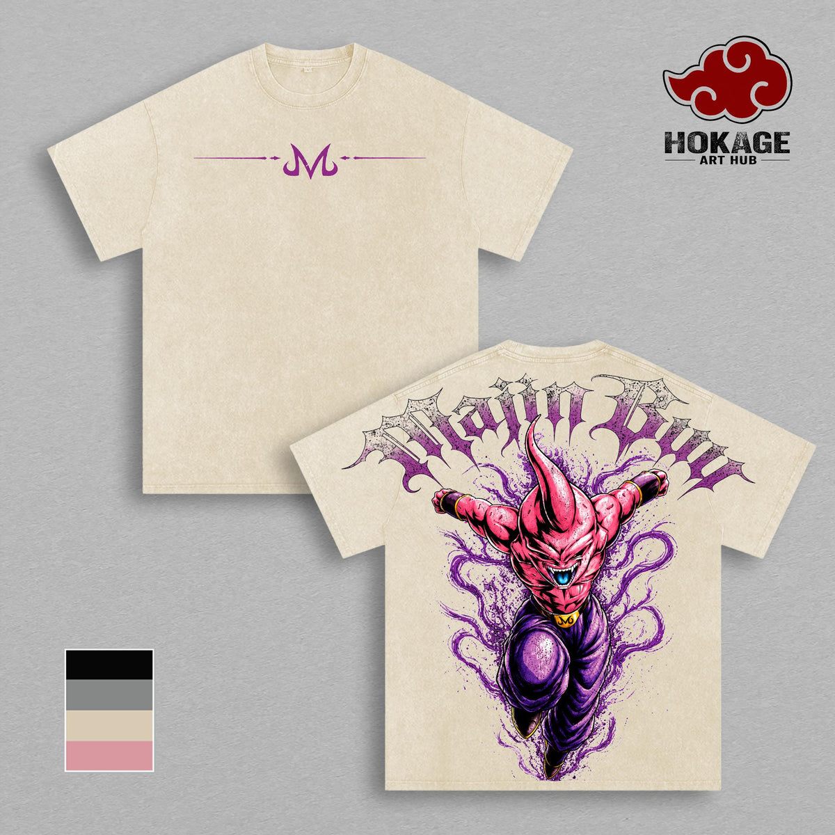 Majin Buu DBZ Kid Buu DBZ T-Shirt Vintage Washed T-Shirt | Majin Villain Anime Graphic Tee | Pure Evil Streetwear Oversized Shirt