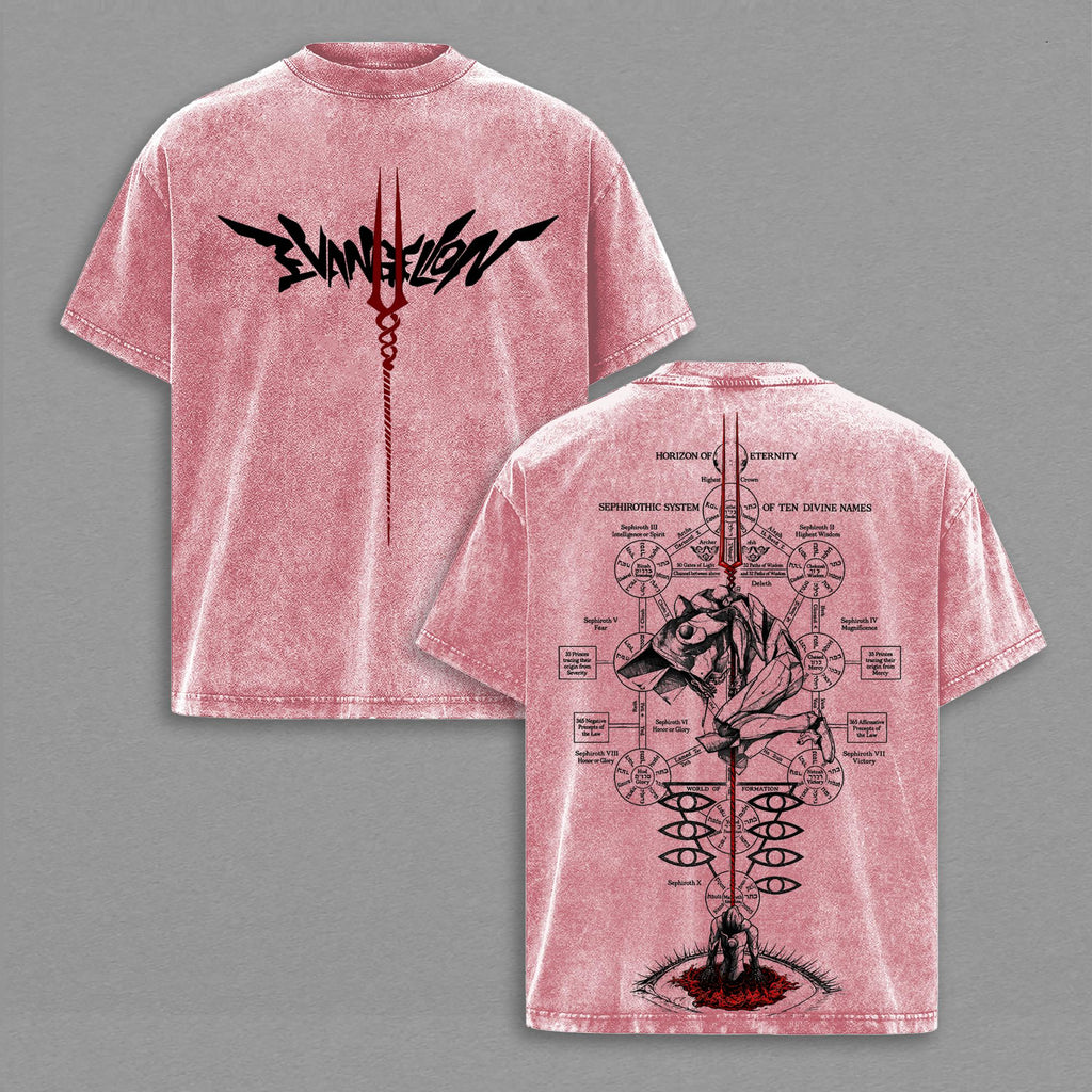 Evangelion EVA Anime Graphic Tee Vintage Acid Wash Shirt Sephyrothic System Mecha Streetwear Unisex Anime Fan Gift