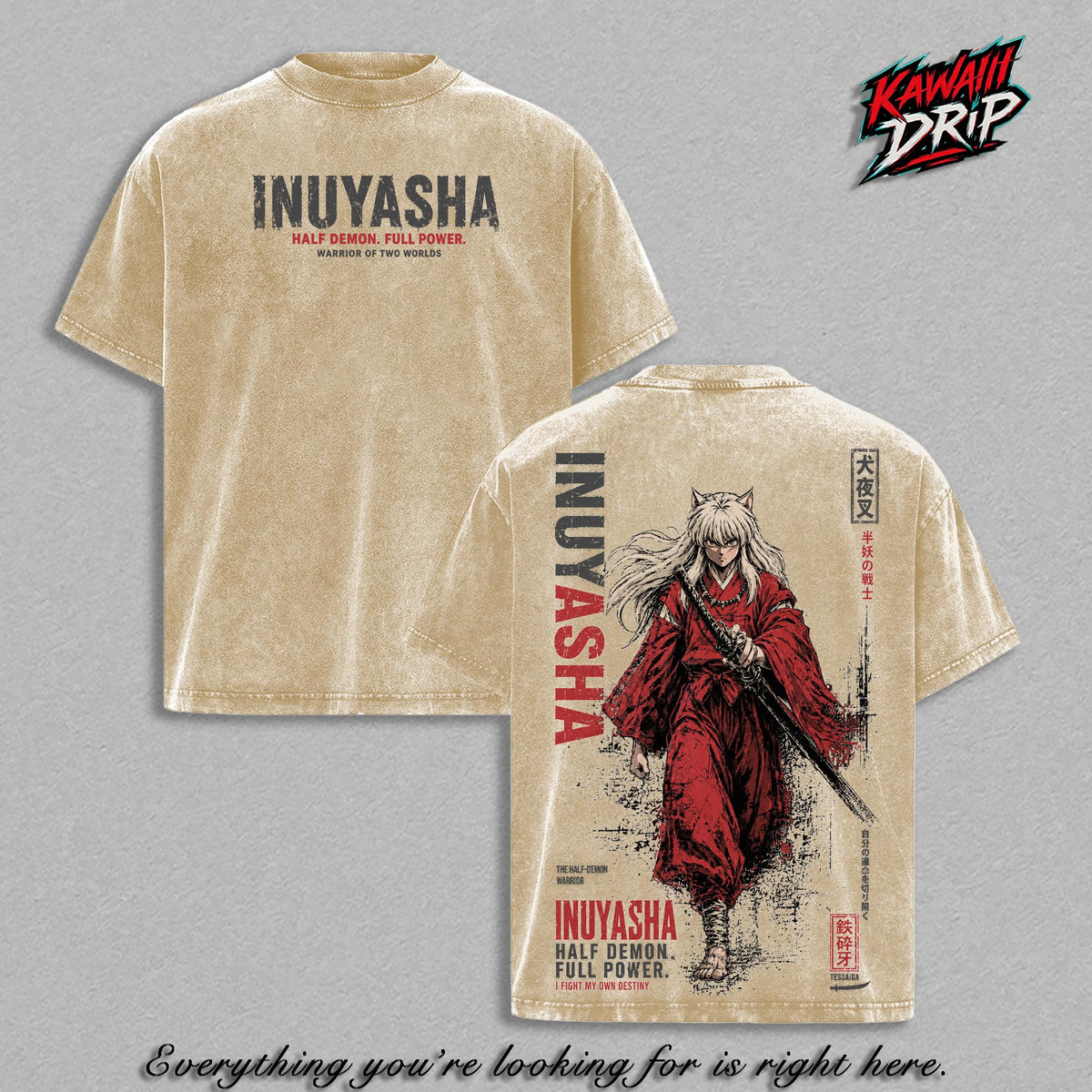 Inuyasha Tessaiga Warrior Anime Vintage Washed Tee