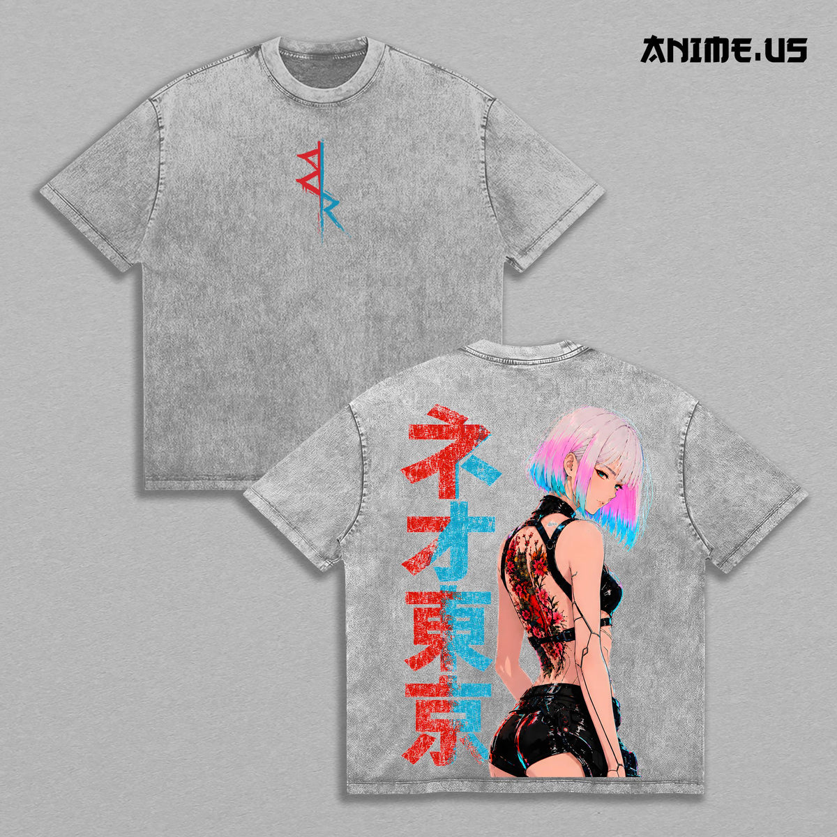 Lucy Cyberpunk Edgerunners Anime Girl Futuristic Vintage Washed Oversized Tee Heavyweight Cotton Streetwear Shirt