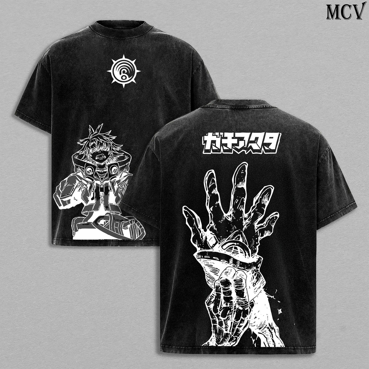 Rudo Gachiakuta Washed Tee – Vintage Oversized Heavy Cotton Anime T-Shirt, Double Printed Unisex Streetwear Top, Retro Manga Movie Edition Graphic Tee