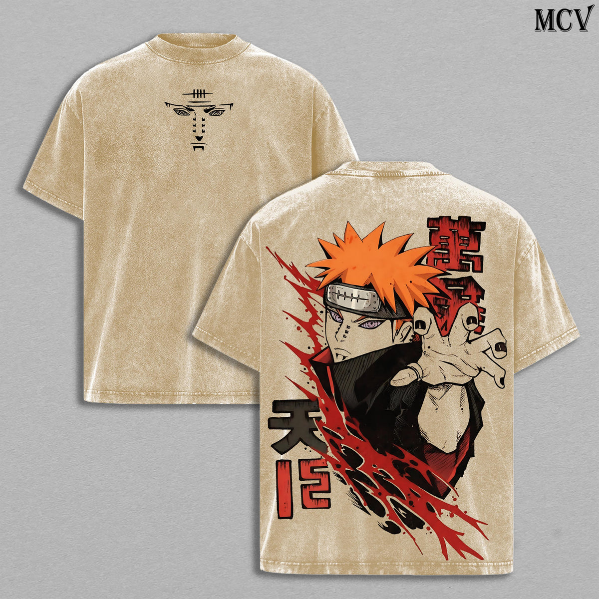 Pain Nagato Naruto Shippuden Akatsuki Rinnegan Anime Vintage Washed Tee