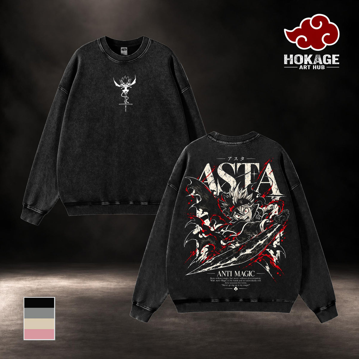 Asta Black Clover Season 2 Anime Vintage Washed Hoodie