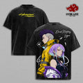 David & Lucy - Cyberpunk Edgerunners Double Printed Graphic Tee, Vintage Washed Streetwear For Men, Heavy Cotton Oversized Shirt, Gift For Anime Fans