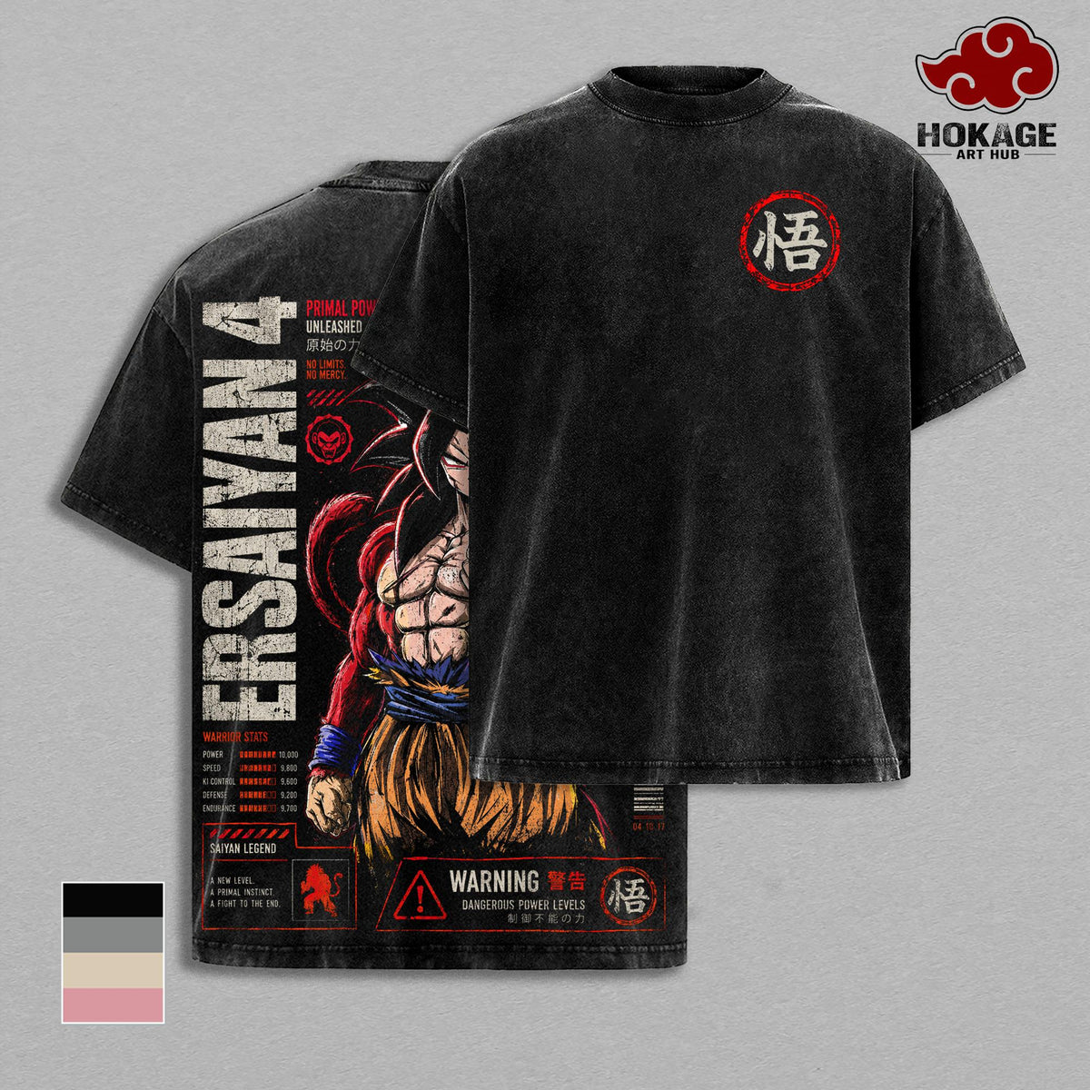 KAKAROT SSJ4 - DBZ Vintage Washed T-Shirt Saiyan Warrior Anime Graphic Tee Primal Power Streetwear Oversized Shirt Gift for DBZ Fans