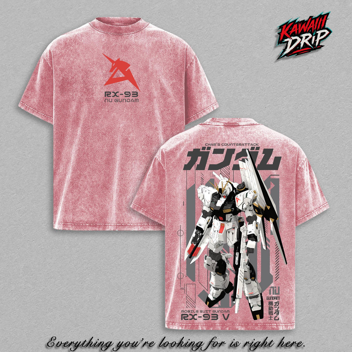 Nu Gundam RX-93 Char's Counterattack Anime Vintage Washed Tee