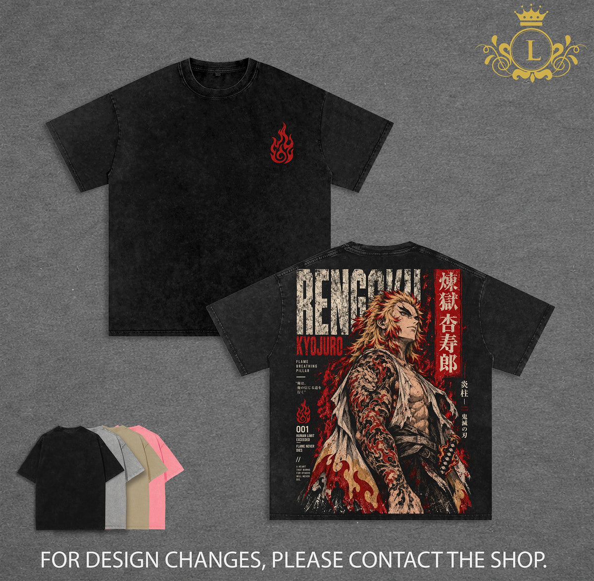 Limited Kyojuro Rengoku Demon Slayer Anime Vintage Washed Tee