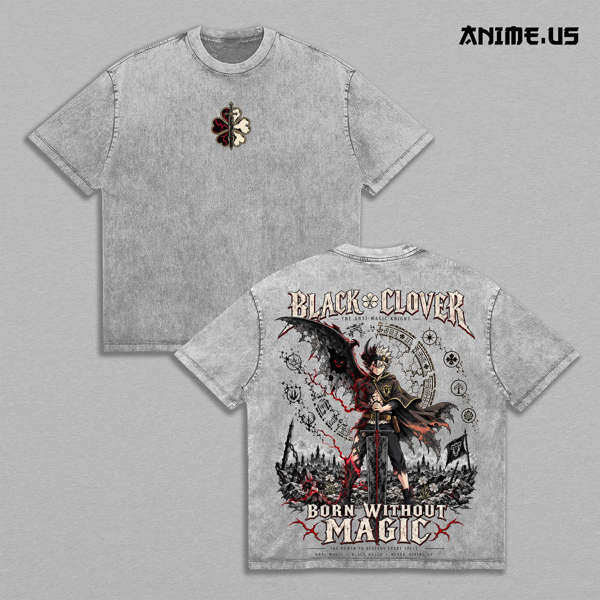 Asta Black Clover Born Without Magic Anime Vintage Washed Tee