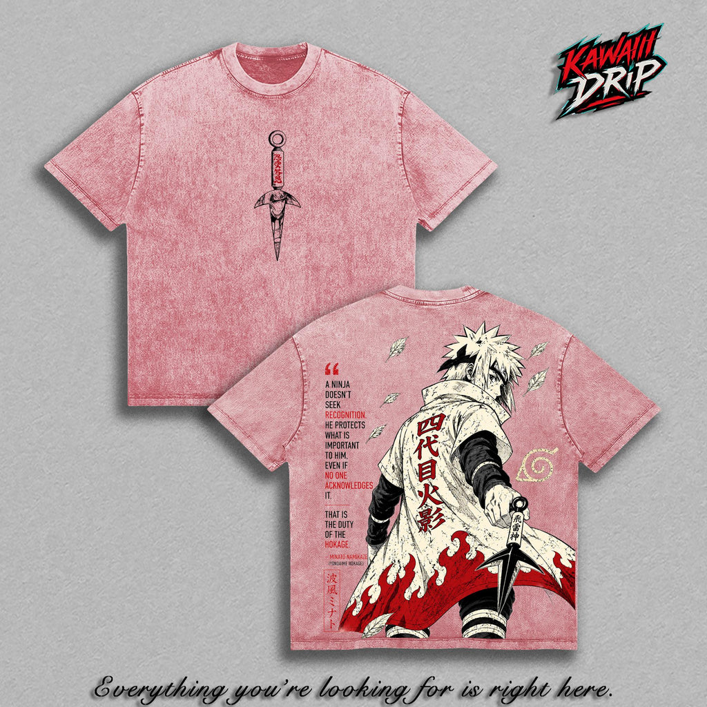 Minato Namikaze Fourth Hokage Narutoo Shippuden Anime Vintage Washed Tee