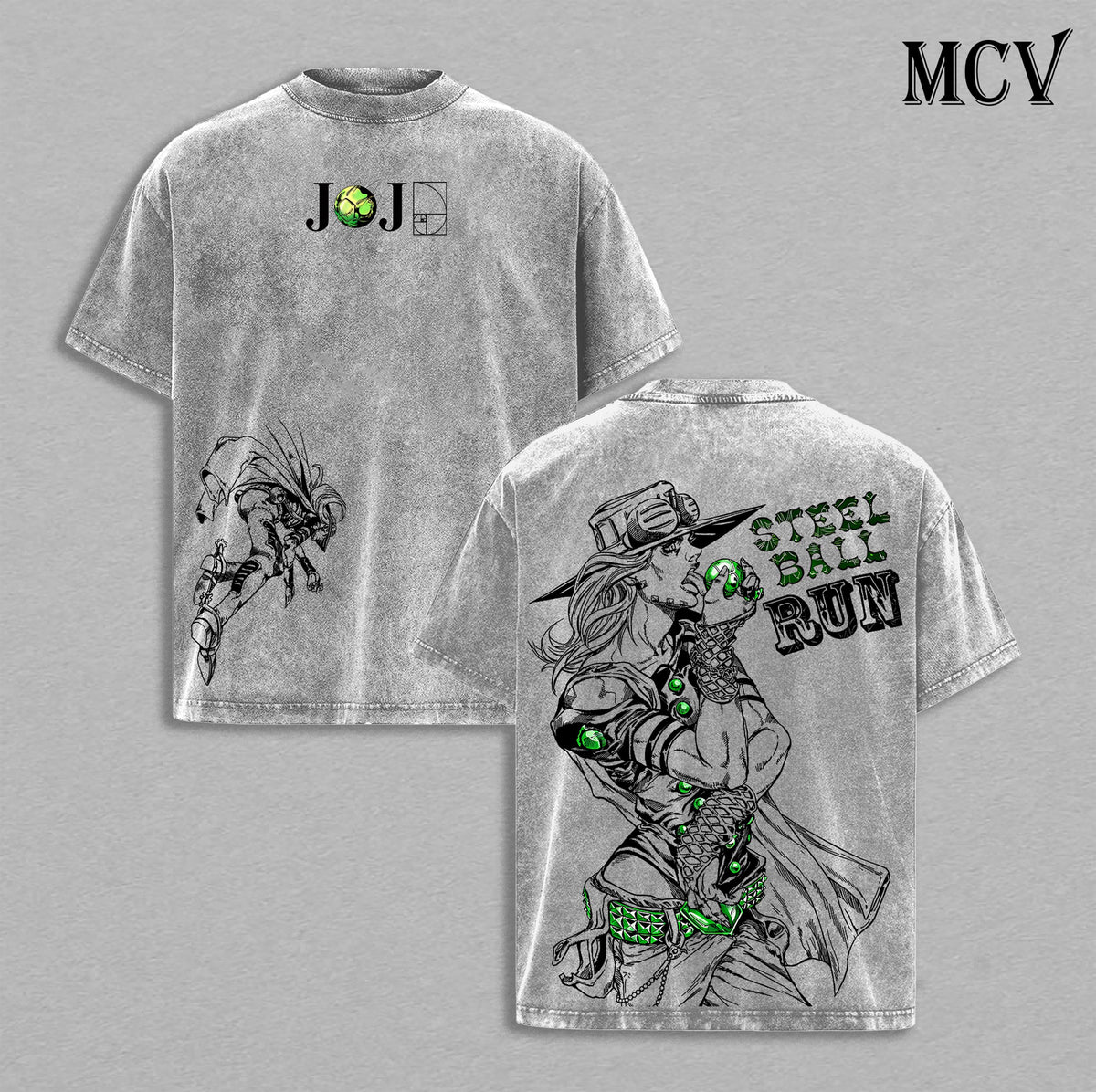 Gyro Zeppeli Golden Spin Steel Ball Run Anime Vintage Washed Tee
