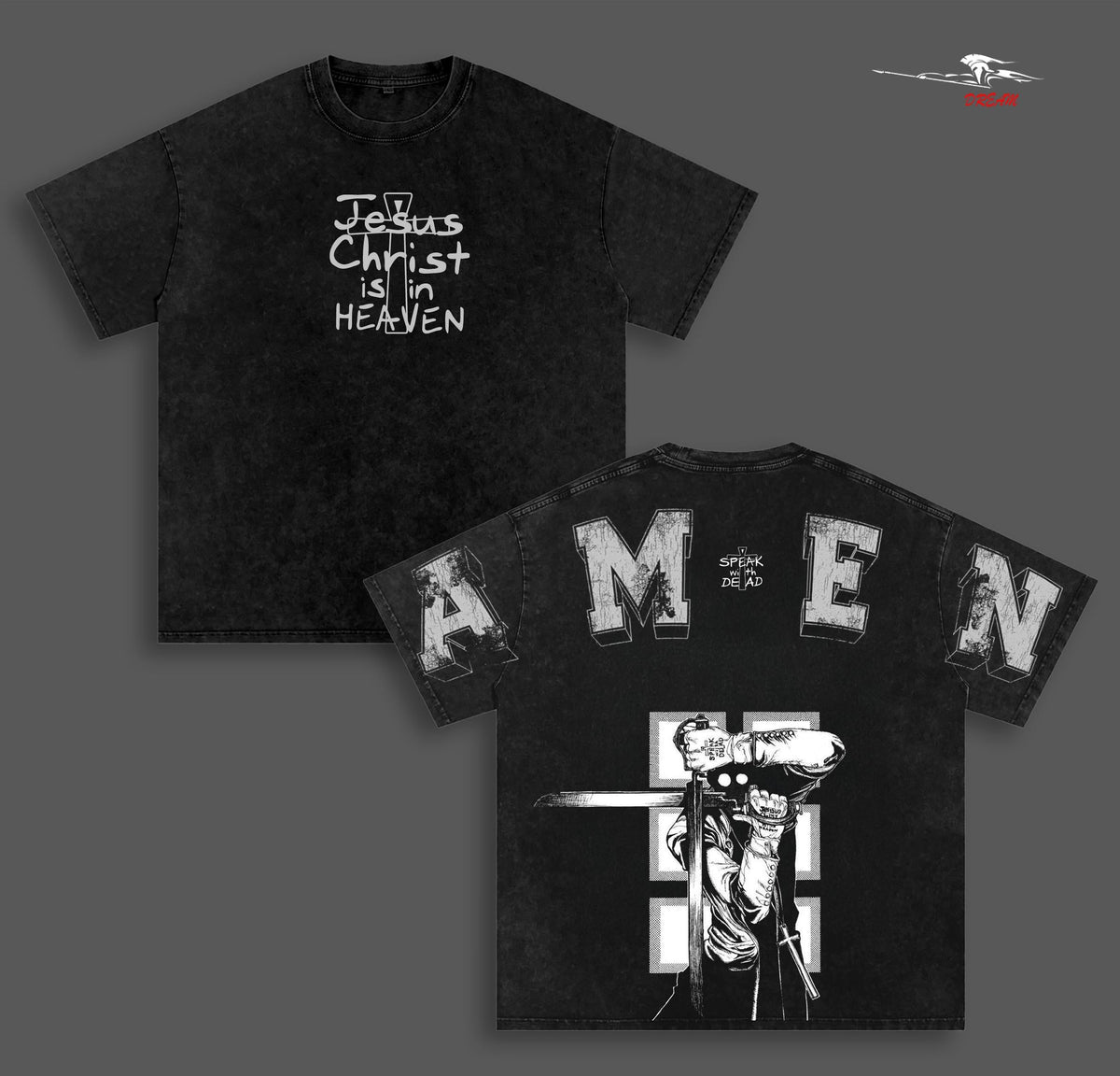 Alexander Anderson - Hellsing Anime Double Printed Vintage Washed Tee Unisex Oversize Anime Manga Washed Heavyweight Cotton T-shirt