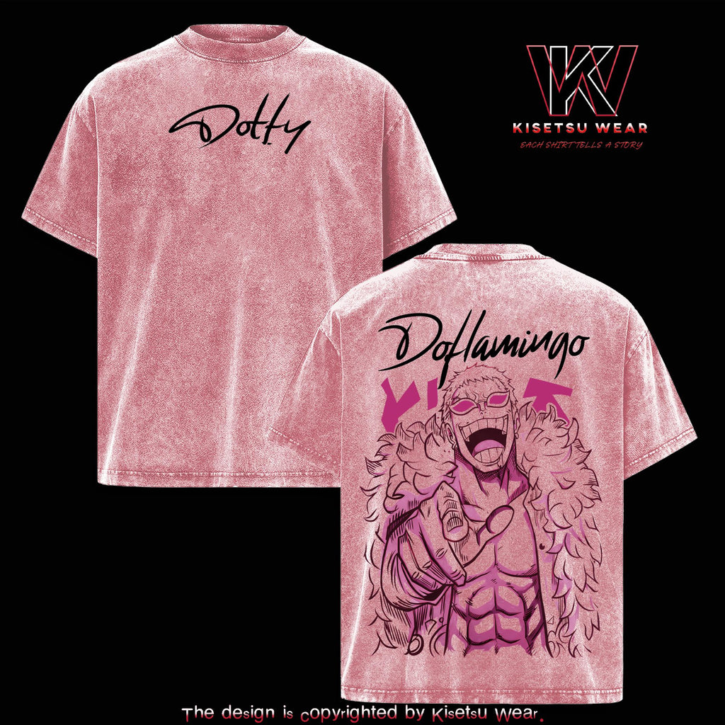 One Piece Doflamingo Vintage Washed Oversized T-Shirt