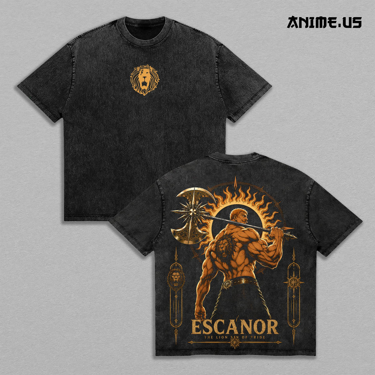 Escanor Seven Deadly Sins Divine Axe Rhitta Anime Vintage Washed Tee