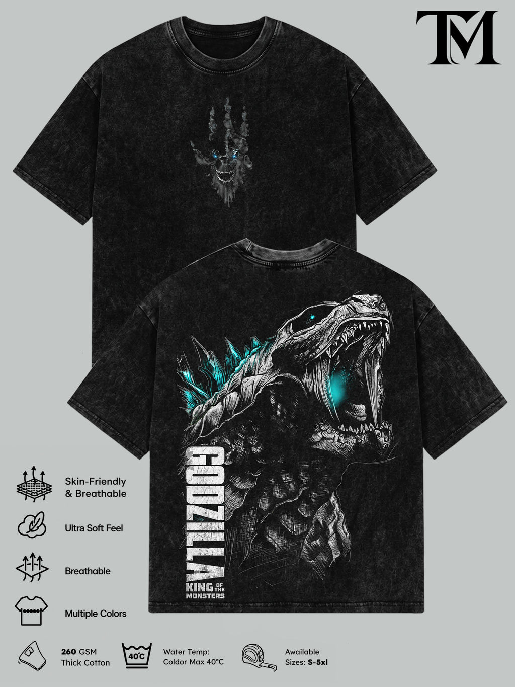 Godzilla Kaiju Monster Movie Vintage Washed Tee