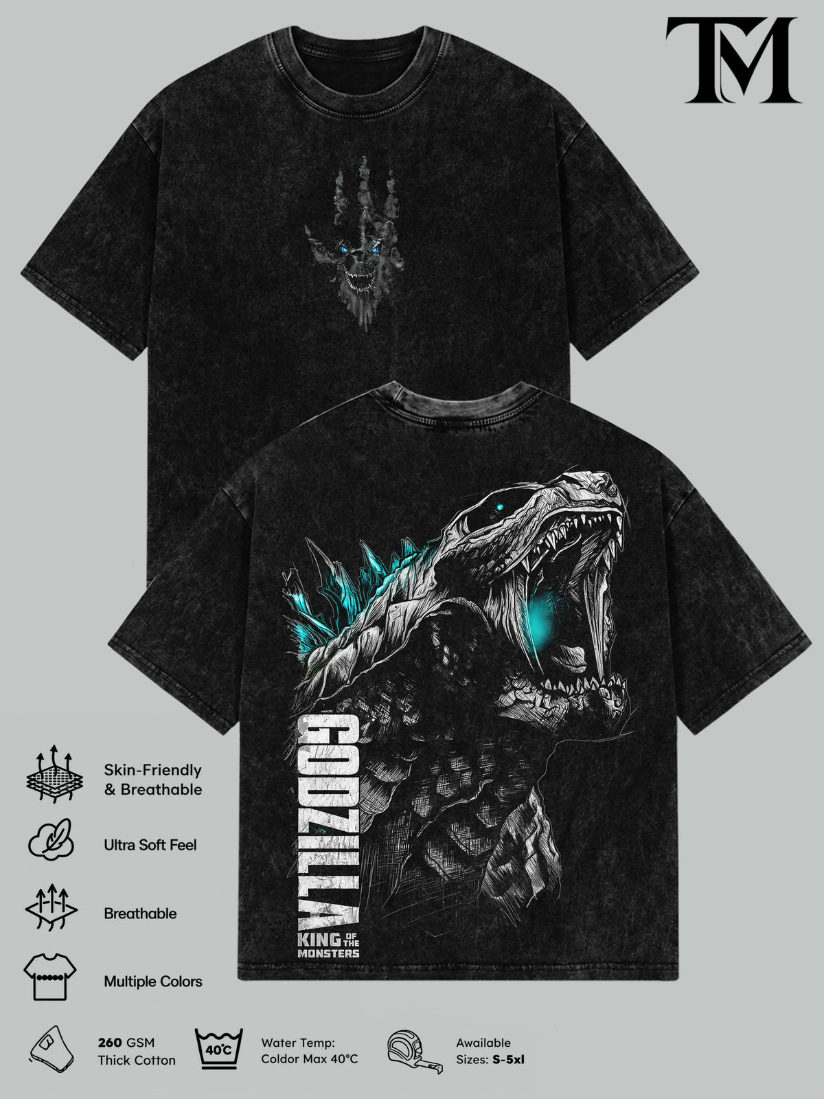 Godzilla Kaiju Monster Movie Vintage Washed Tee