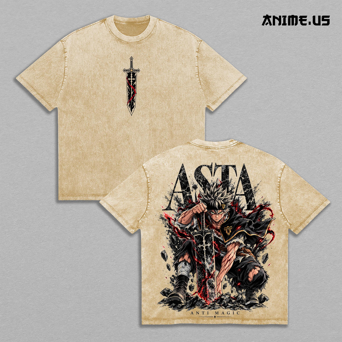 Asta Black Clover Anti Magic Anime Vintage Washed Tee
