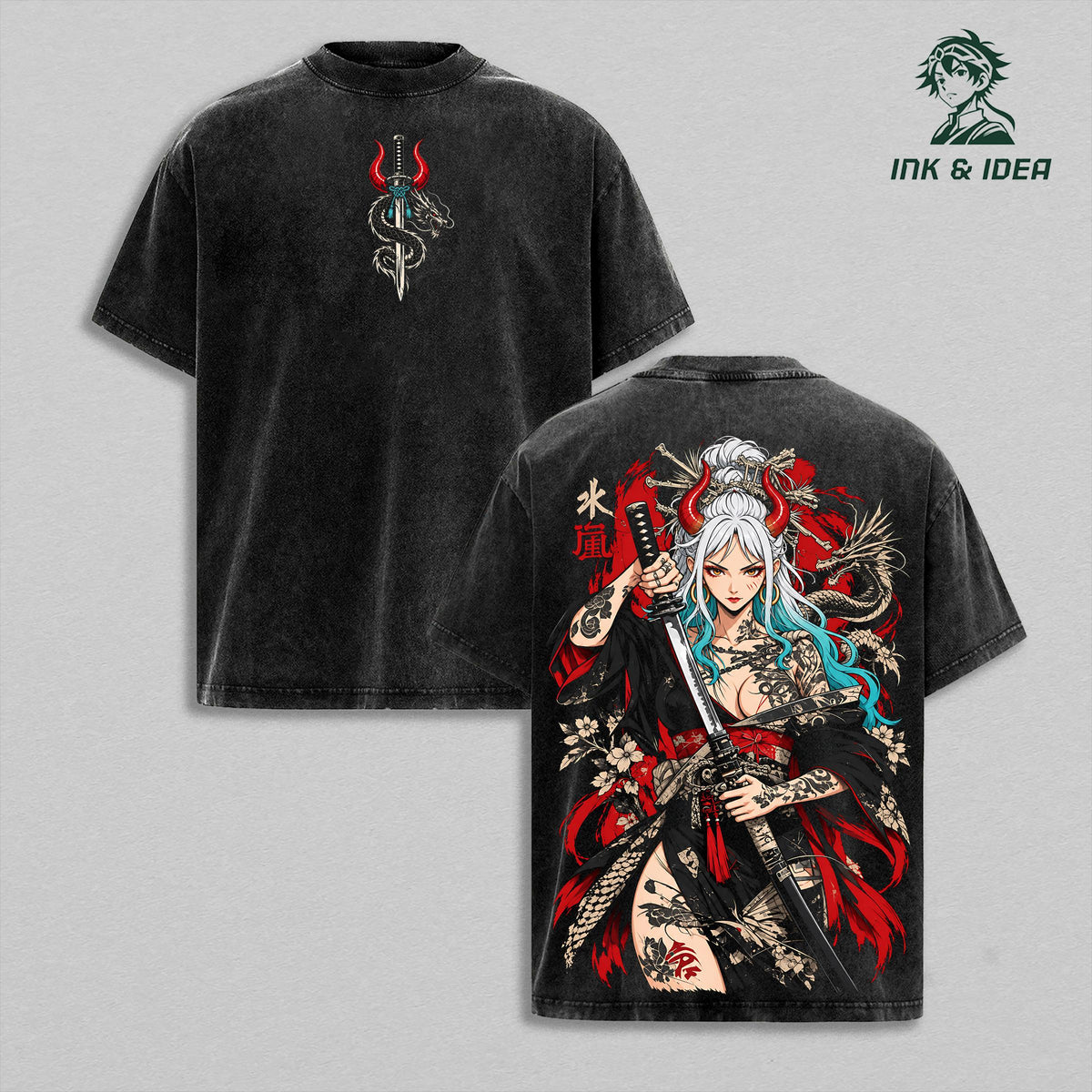 Yamato One Piece Oni Princess Anime Vintage Washed Tee