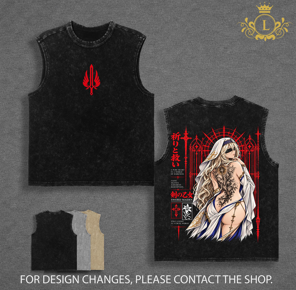Sword Maiden Fantasy Anime Vintage Washed Tee