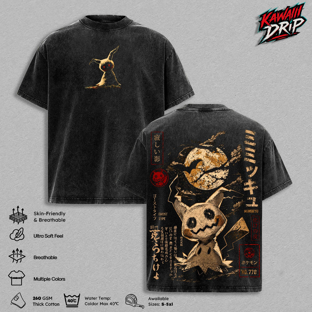 Mimikyu PKM Ghost Type Anime Vintage Washed Tee