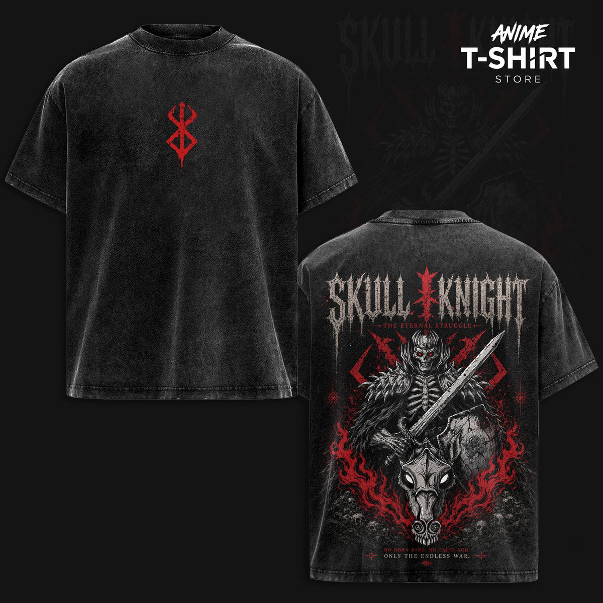 Skull Knight Berserk Anime Vintage Washed Tee