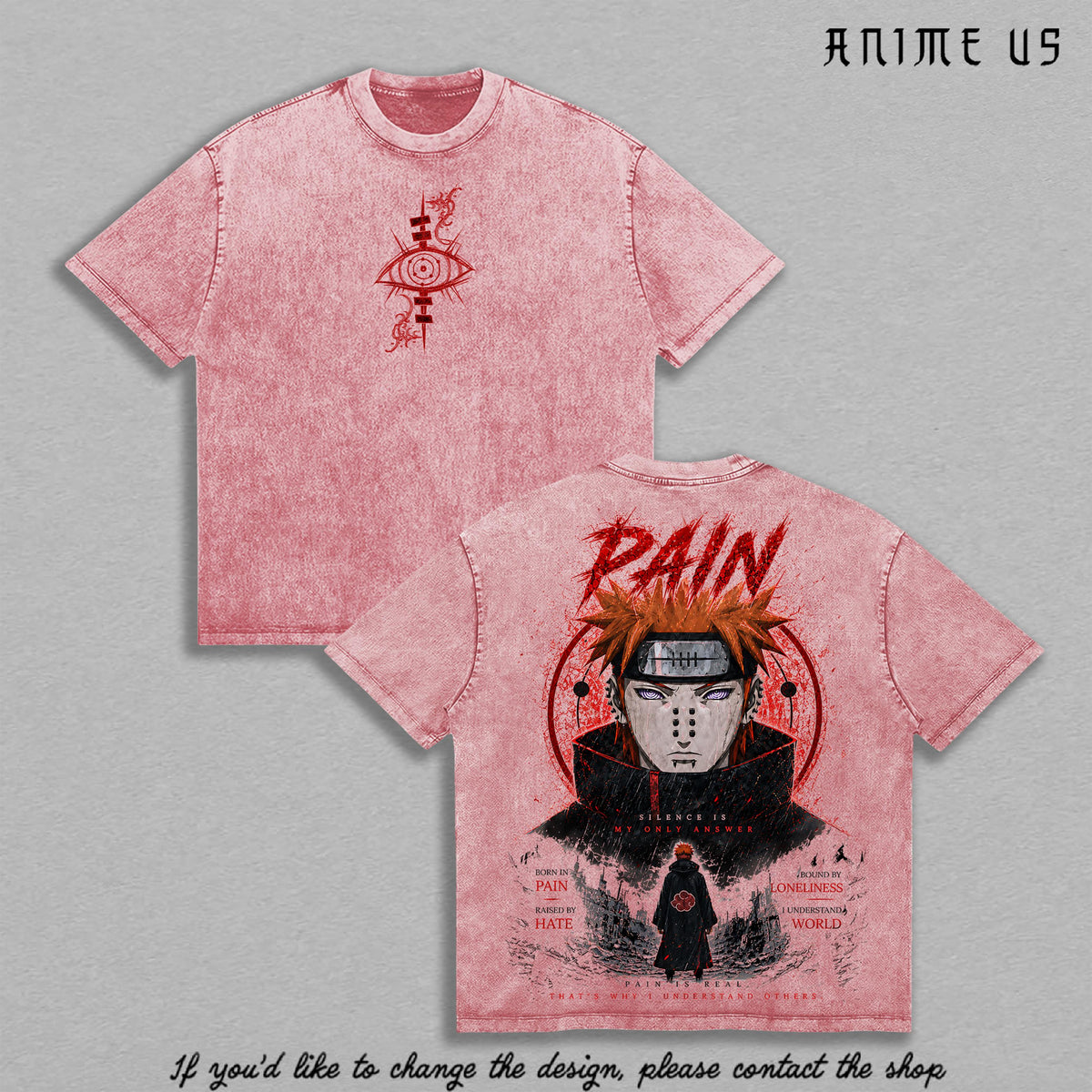 Pain Rinnegan Naruto Shippuden Akatsuki Anime Vintage Washed Tee
