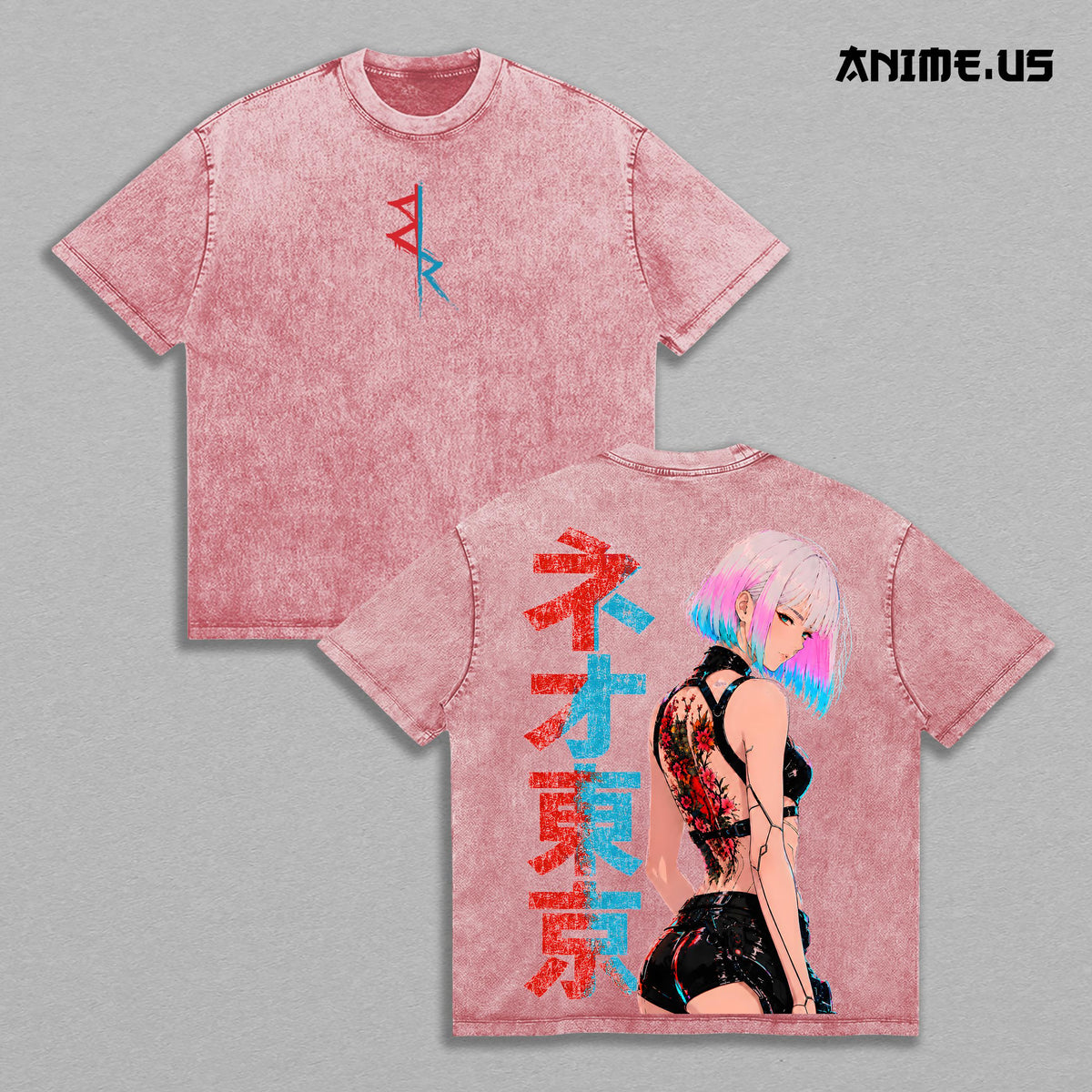 Lucy Cyberpunk Edgerunners Anime Girl Futuristic Vintage Washed Oversized Tee Heavyweight Cotton Streetwear Shirt