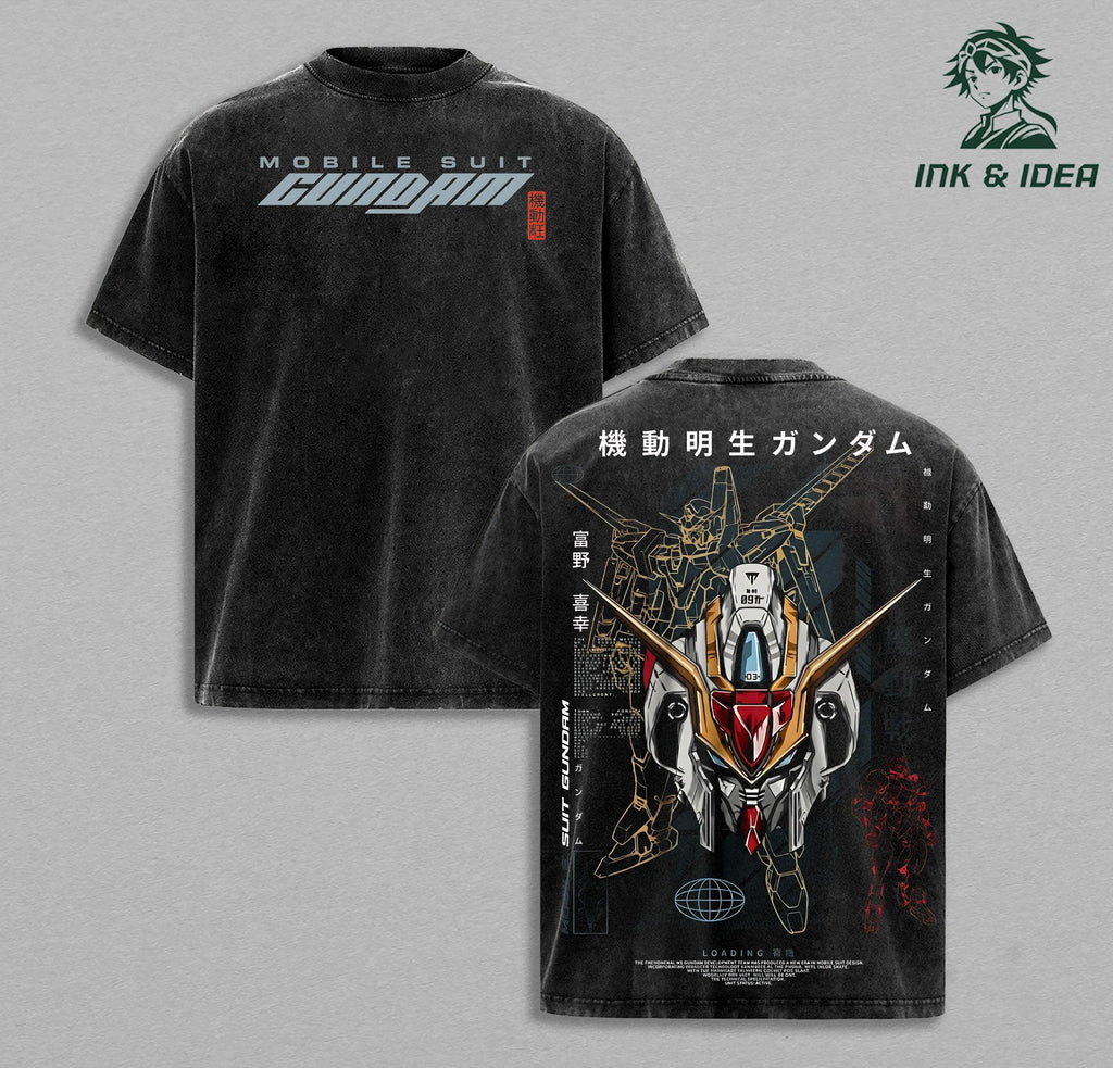 RX-93 Nu Gundam Mobile Suit Gundam Anime Vintage Washed Tee