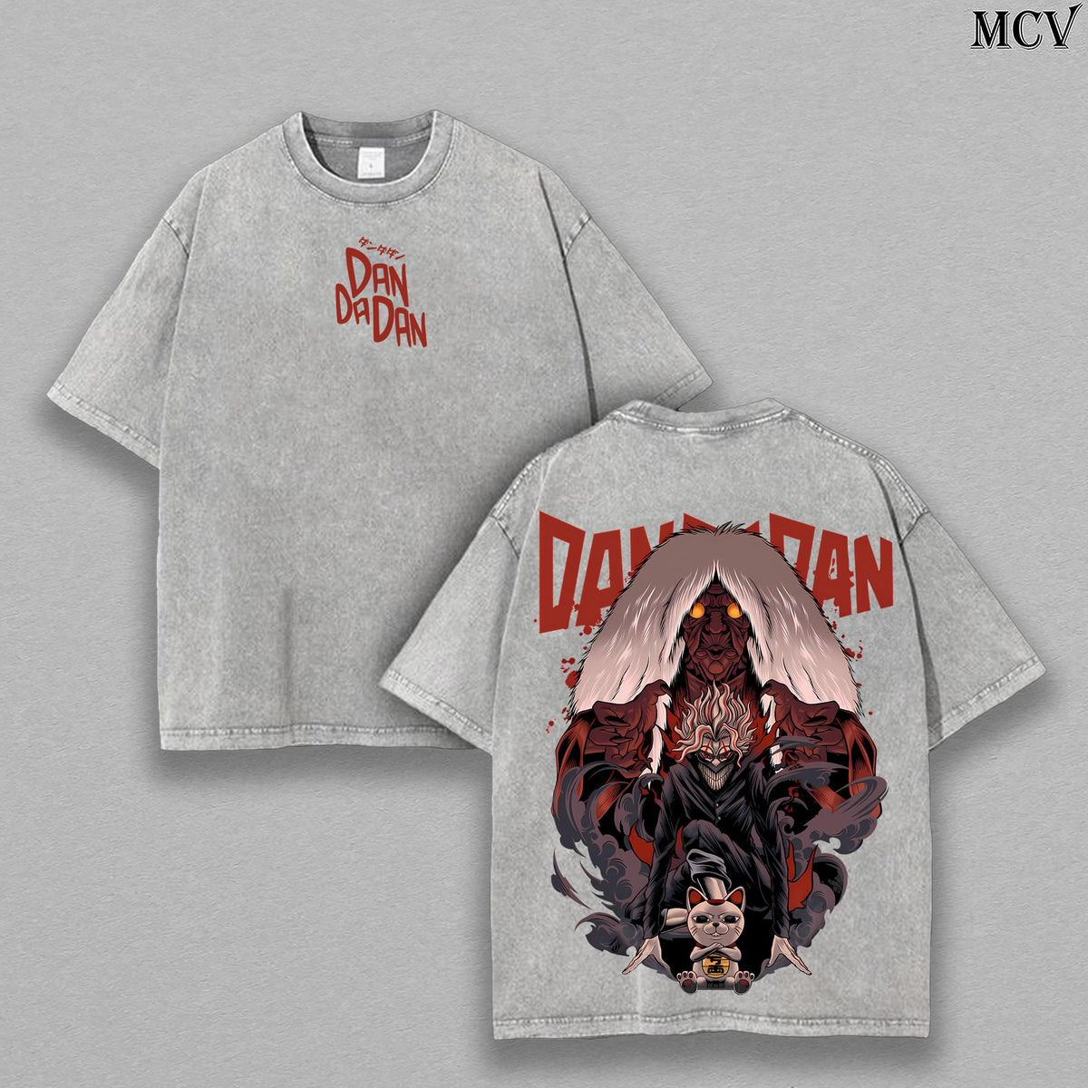Okarun x Turbo Granny T-Shirt – Dandadan Washed Oversized Vintage Anime Tee | Unisex Heavy Cotton Streetwear for Manga Fans