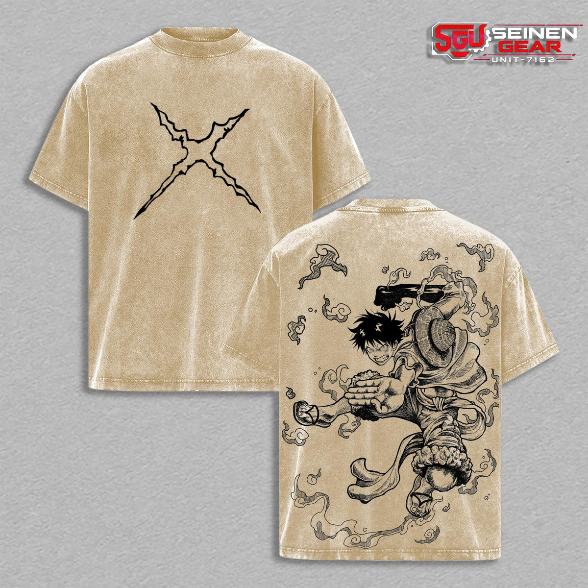 Lufy Pirate King Anime Graphic Tee Vintage Washed Oversized Shirt, 1 Piece Manga Streetwear Fashion Heavyweight Cotton Gift for Fans