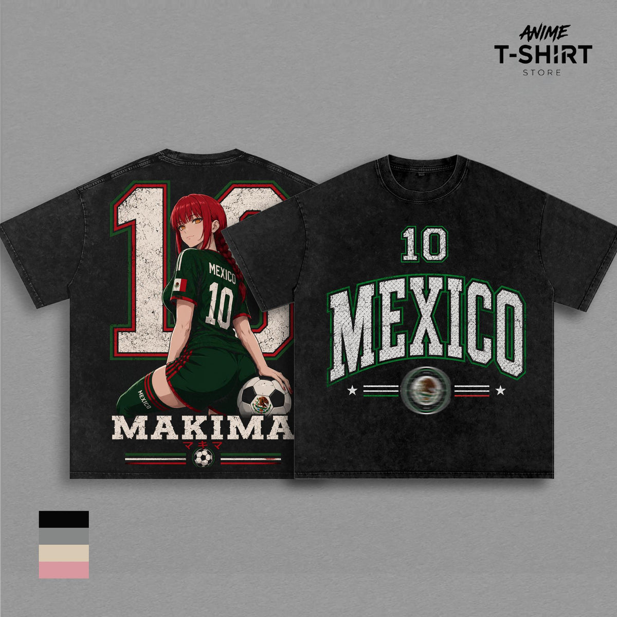 Makima Chainsaw Man Mexico World Football 2026 Anime Vintage Washed Tee