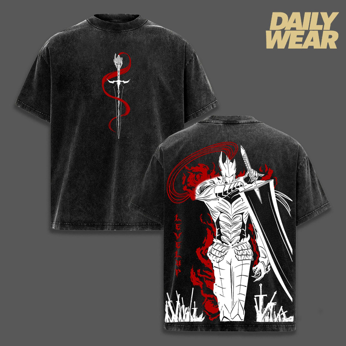 Igris Solo Leveling Shadow Army Knight Anime Vintage Washed Tee