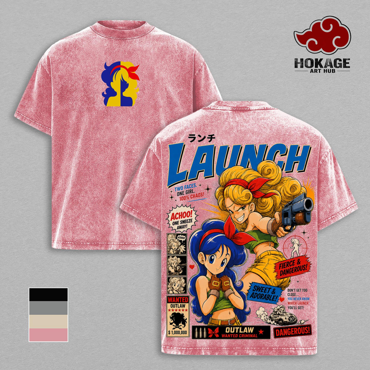 Launchh DBZ Blonde Outlaw Anime Vintage Washed Tee