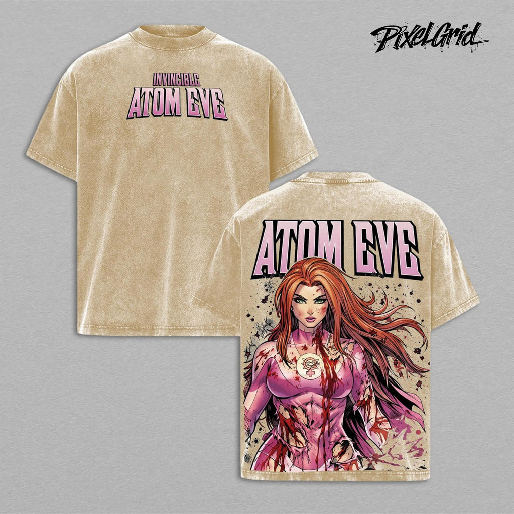 Invincible Season 4 Atom Eve Graphic Tees, Unisex Invincible VS Game Streetwear T-Shirt Gift, Washed Cotton Oversized Shirt, Menswear