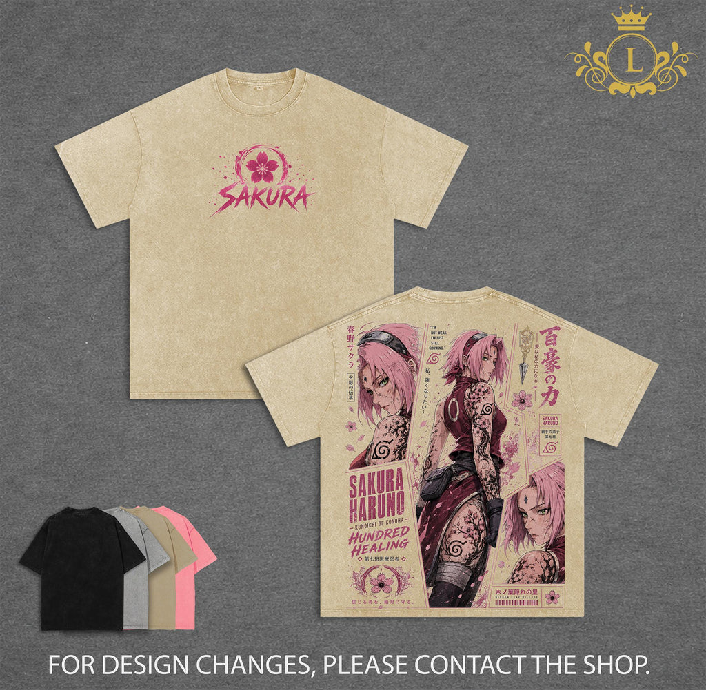 Sakura Haruno Naruto Anime Vintage Washed Tee